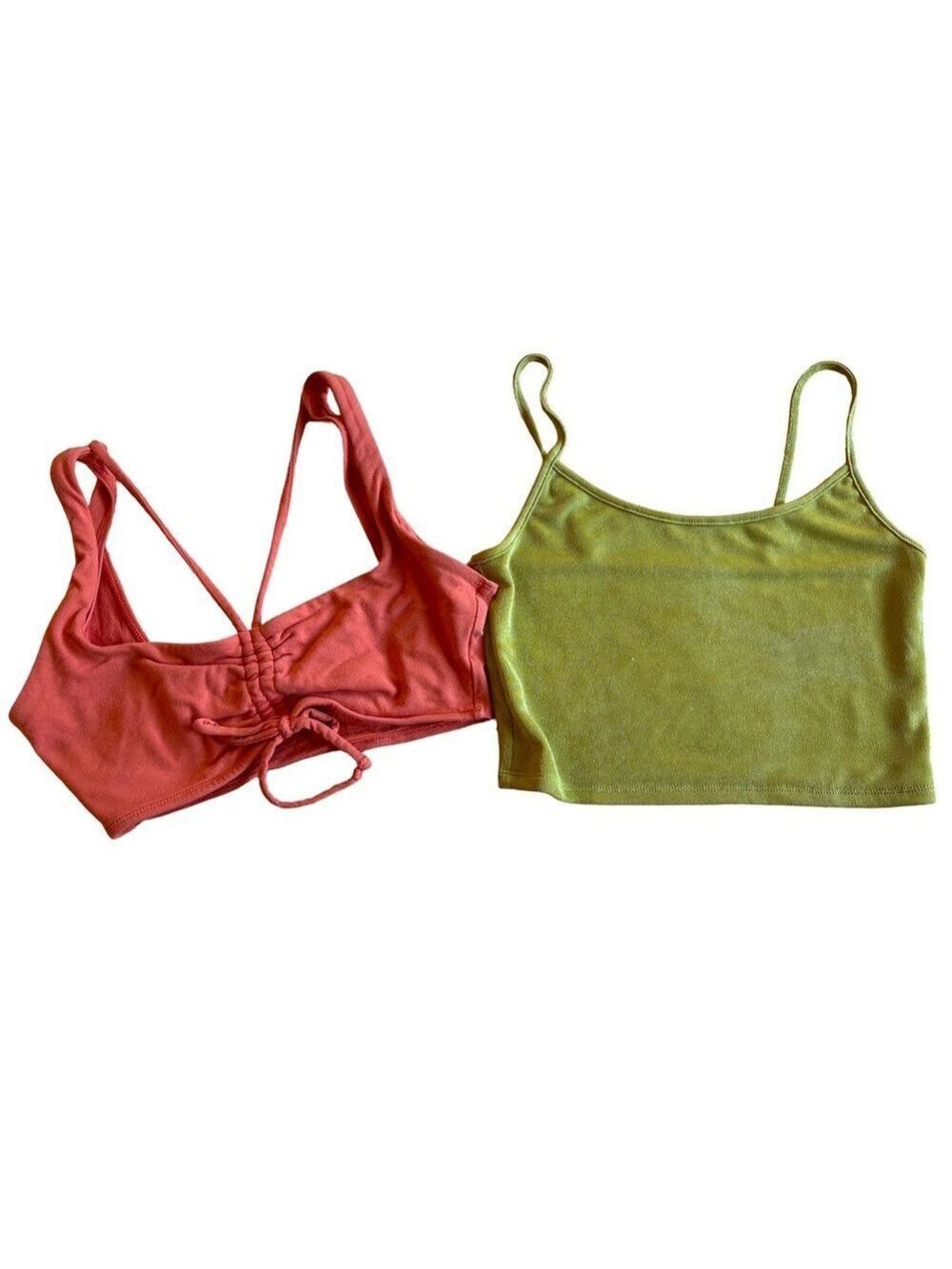 Set of Two Crop Tops in Pink and Green